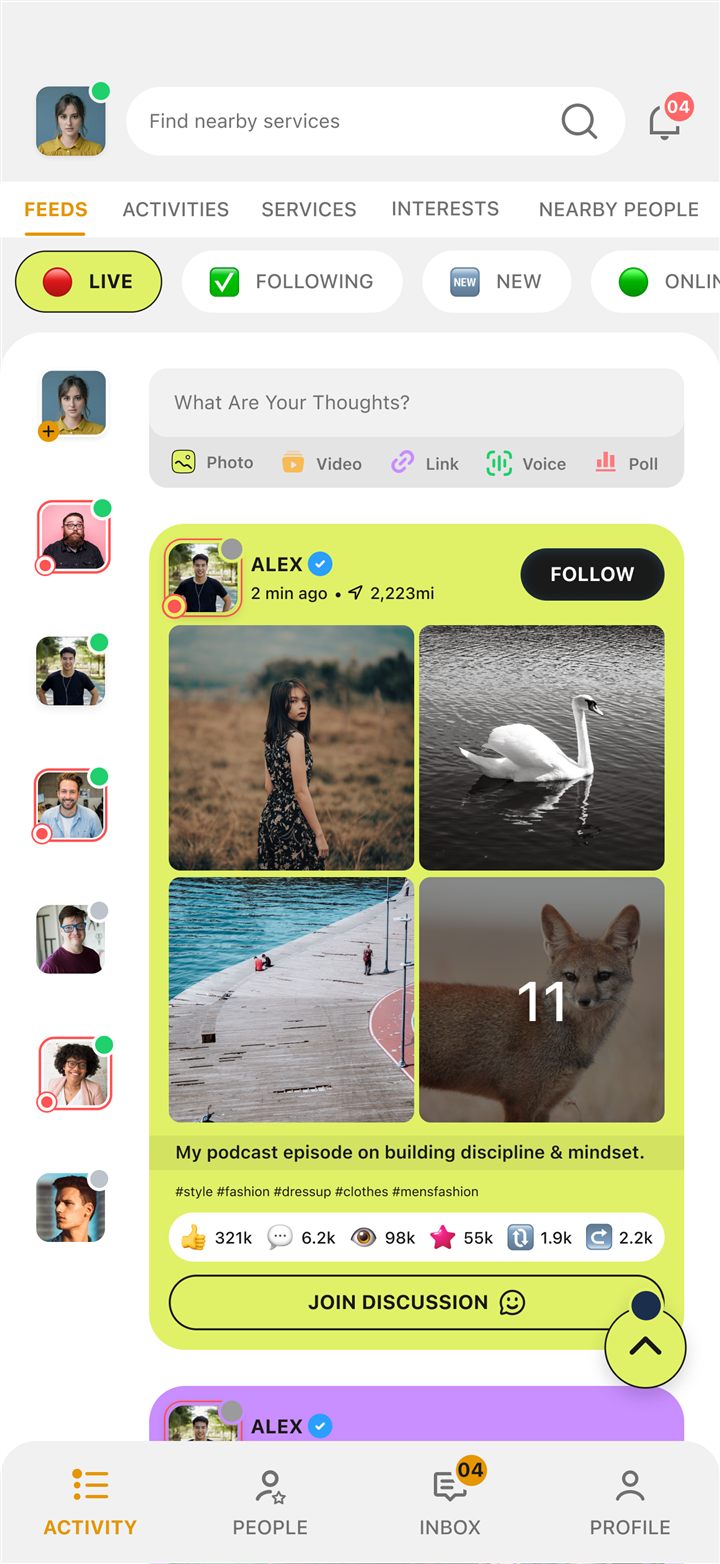 Thailio feed screen